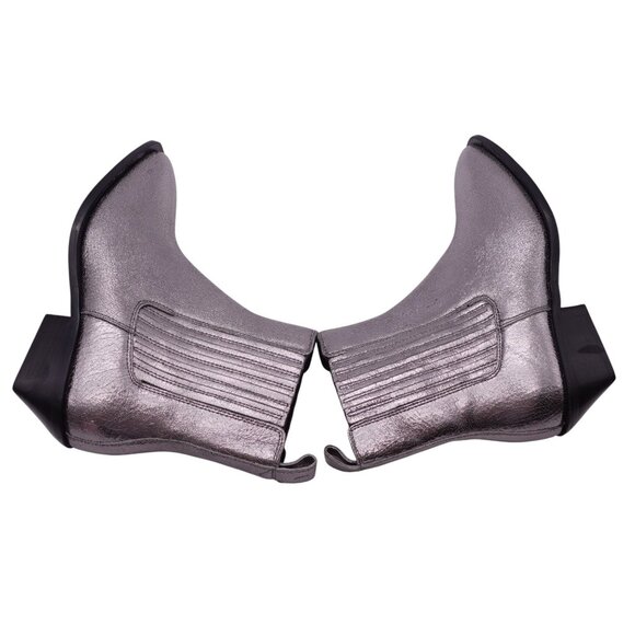 LN Seychelles Women's Metallic Hold Me Down Ankle Boots Sz 6 Silver Square Toe - Picture 6 of 9